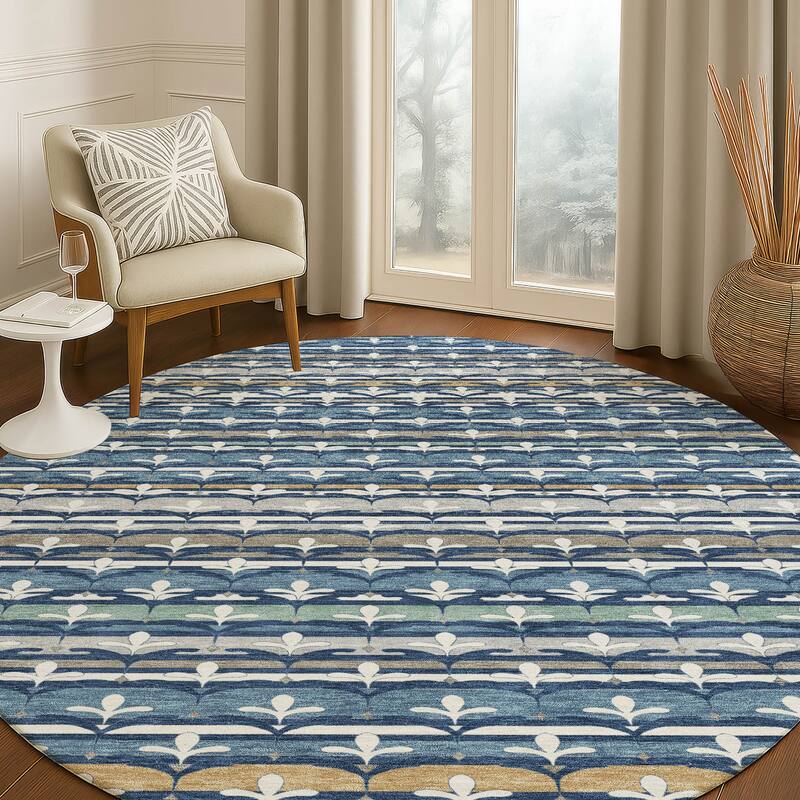 Machine Washable Indoor/ Outdoor Stripe Bramlage Chantille Rug