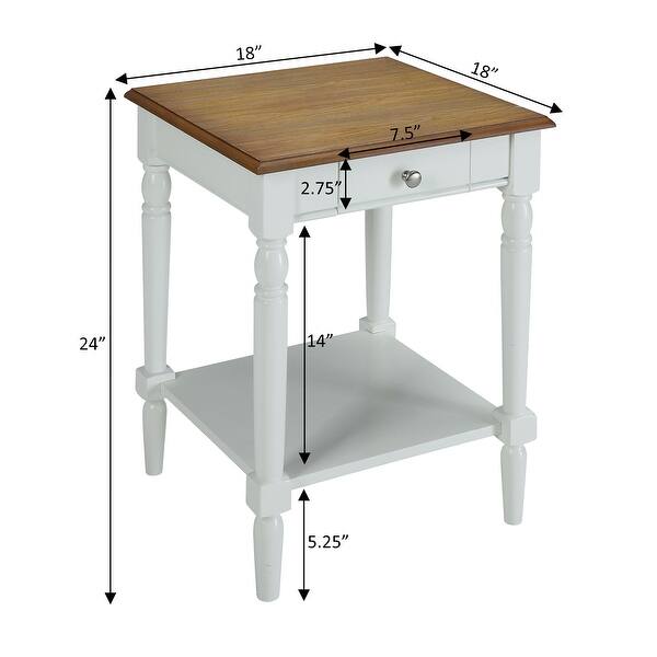 dimension image slide 2 of 3, Convenience Concepts French Country 1 Drawer End Table with Shelf