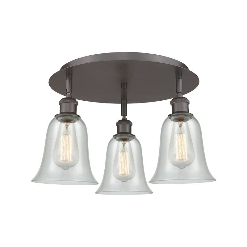 Innovations Lighting Hanover - 3 Light 18" Flush Mount - Fishnet/Oil Rubbed Bronze