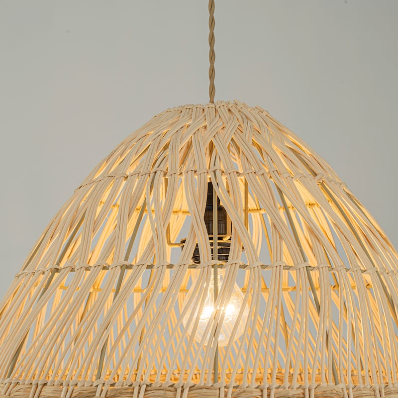 Willa 1-Light Rattan Dome Pendant, Coastal Boho - Handwoven - 20" Wide