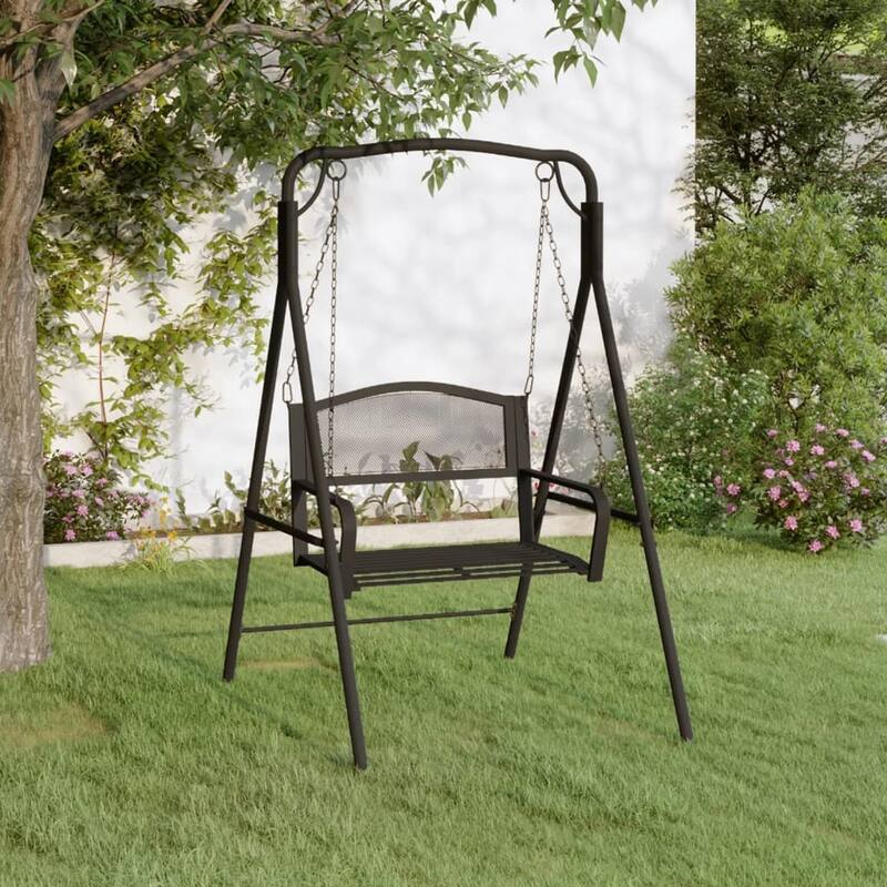 vidaXL Swing Bench Black Steel Medium Durable Swing Bench - 46.1 x 48.8 x 66.1