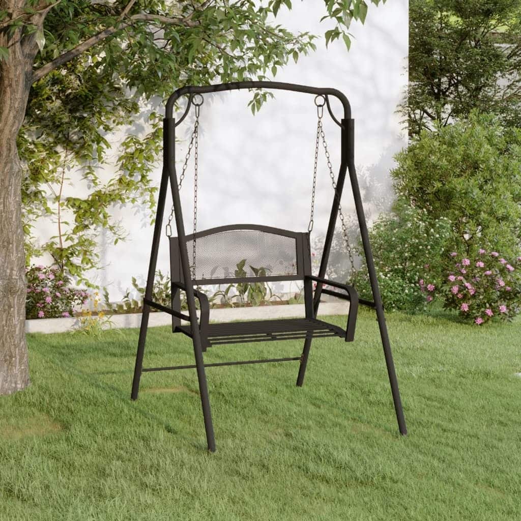 vidaXL Swing Bench Black Steel Medium Durable Swing Bench - 46.1 x 48.8 x 66.1