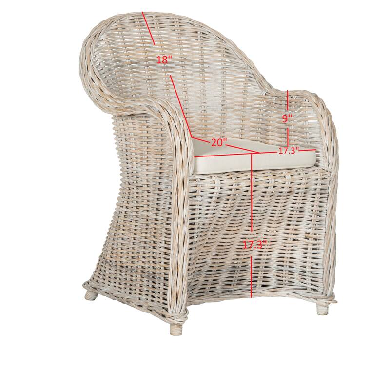 SAFAVIEH Sinja Yellow Rattan Club Chair - 24" x 26" x 35" - 24Wx26Dx35H