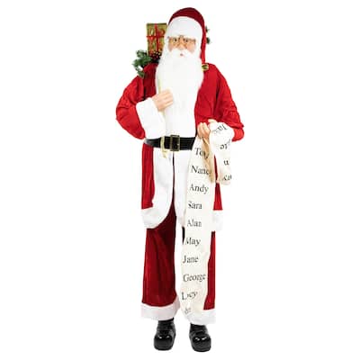 72" Red White Santa Claus with Naughty or Nice List Christmas Figure