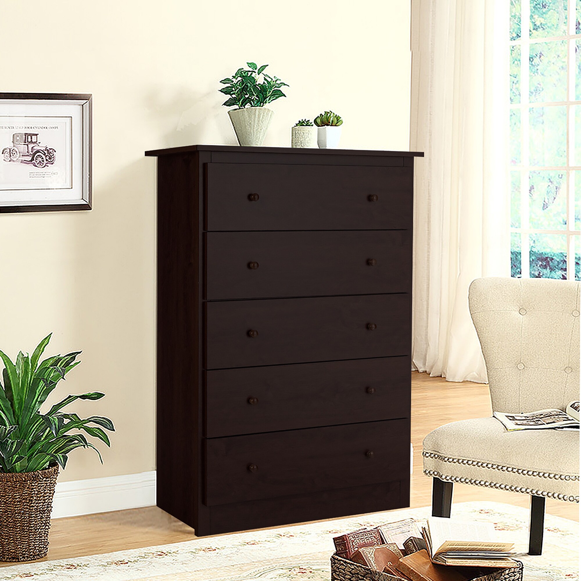 2-Drawer Stackable Horizontal Storage Cabinet Dresser Chest with Handles -  Costway