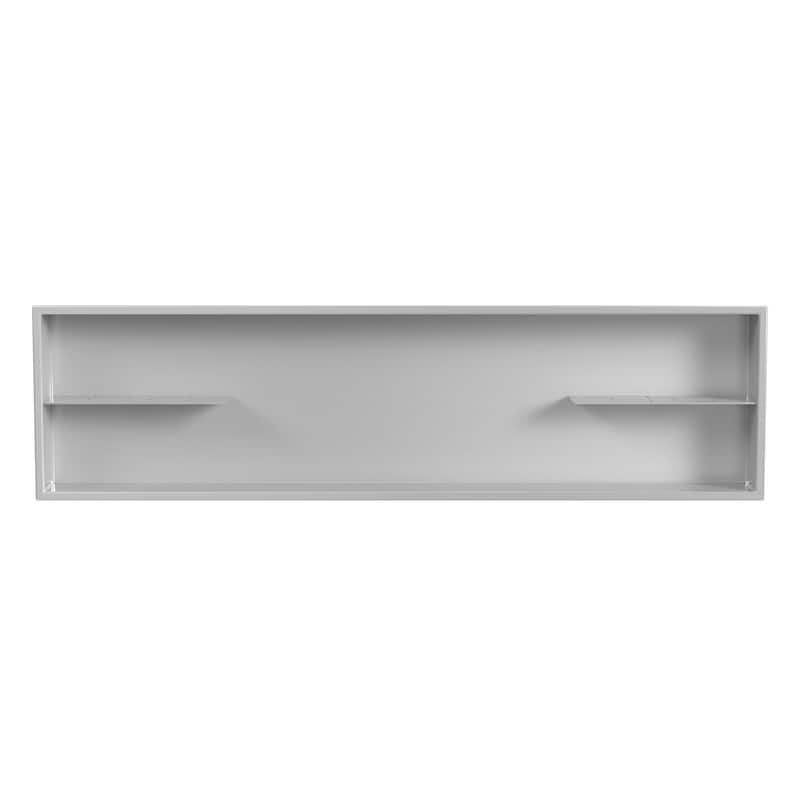 12-in x 48-in Ultra-thin Frame Recessed Stainless Steel Shower Niche with 2-Accessory Shelves Brushed Stainless Steel