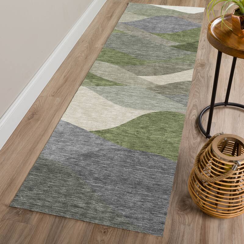 Machine Washable Indoor/ Outdoor Modern Horizon Chantille Rug