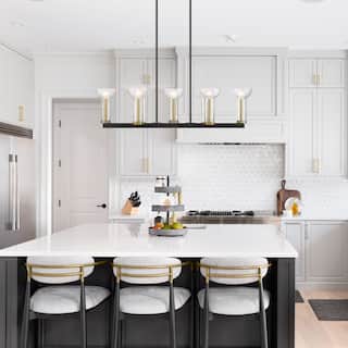 Nova 38 in. 7-Light Matte Black Modern Island Pendant Light