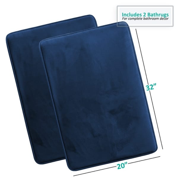 dimension image slide 52 of 58, Clara Clark Ultra Soft Plush Bathroom Rug - Non-Slip, Velvet, Memory Foam Bath Mat - Set of 2