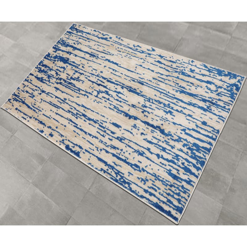 Gray Polypropylene Lisette Modern Oriental Area Rug