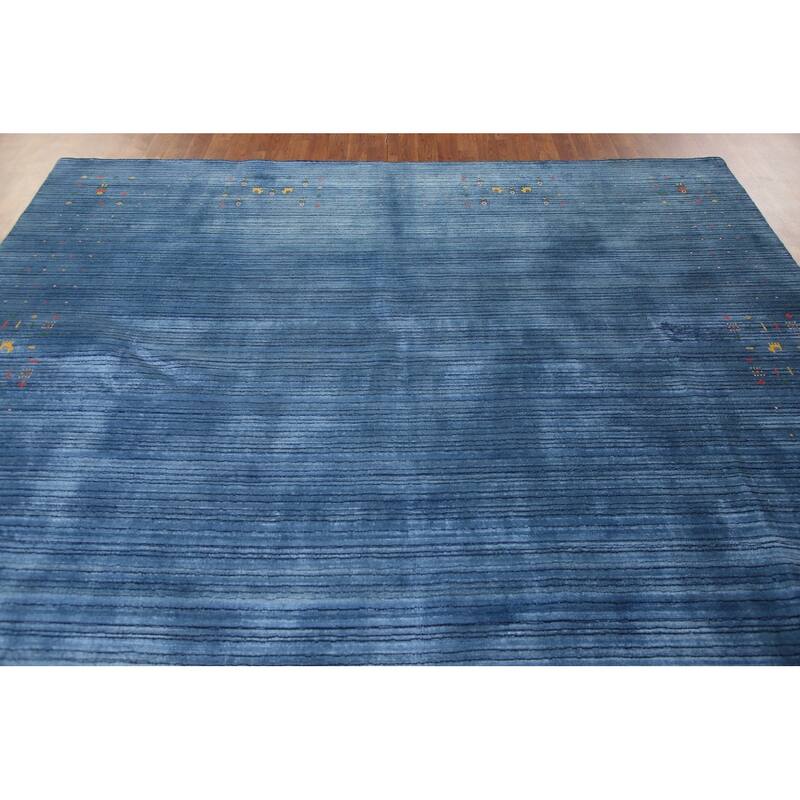 Blue Gabbeh Oriental Area Rug Handmade Living Room Silk Carpet - 8'9"x 11'4"