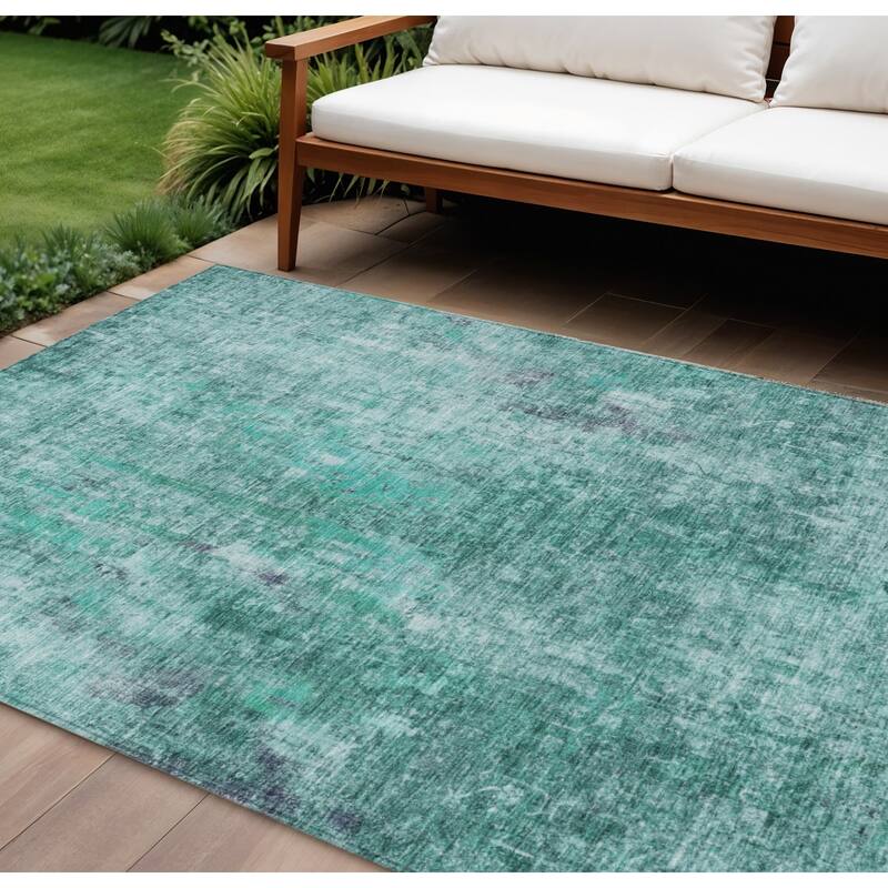 HomeRoots Abstract Transitional Rectangle Outdoor Rug - 8' X 10'