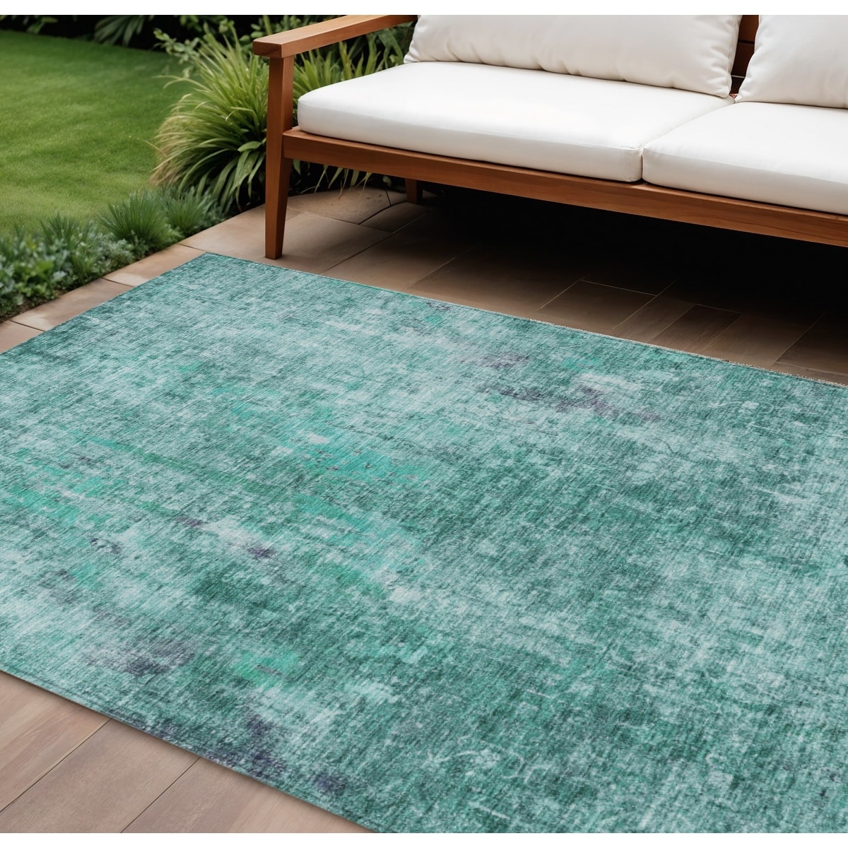 HomeRoots Abstract Transitional Rectangle Outdoor Rug