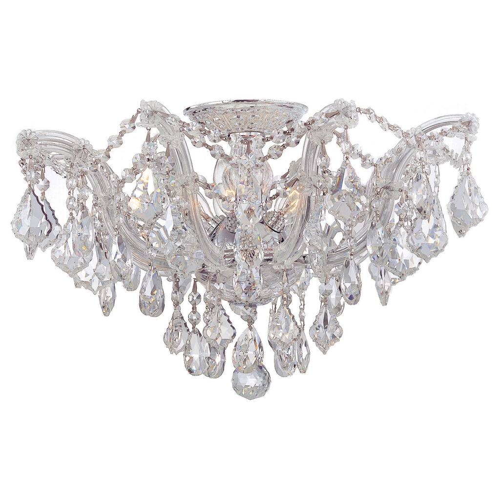 Maria Theresa 5 Light Clear Crystal Chrome Semi-Flush Hand Cut - 19'' W x 11.5'' H