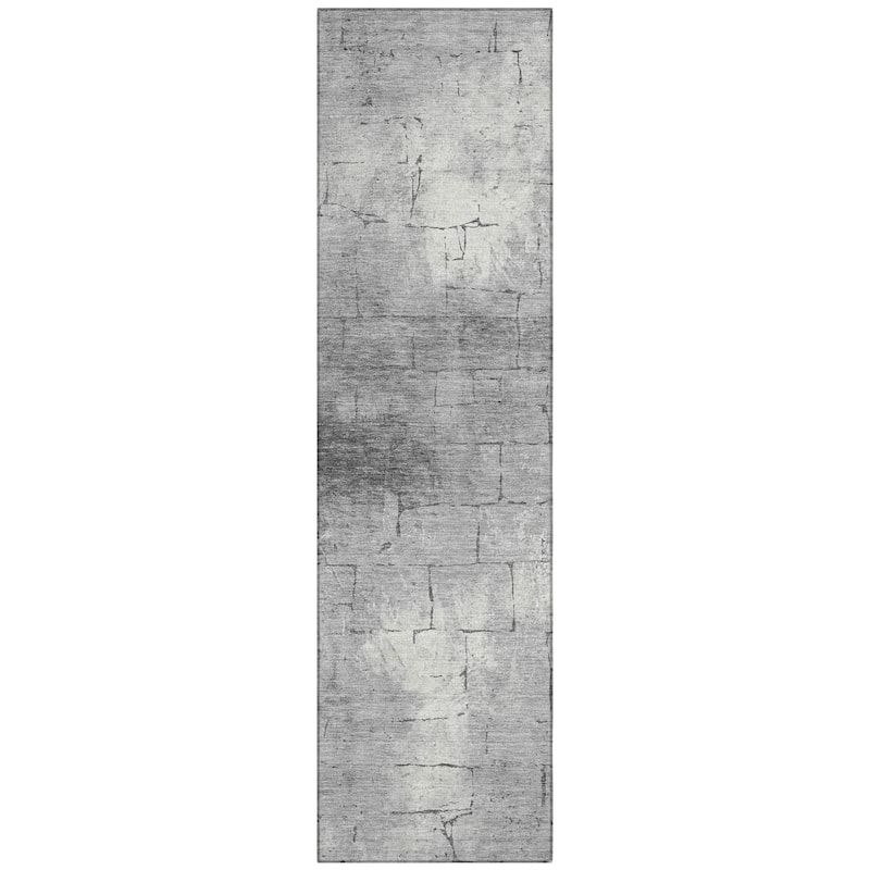 Machine Washable Indoor/Outdoor Vintage Bricks Chantille Rug