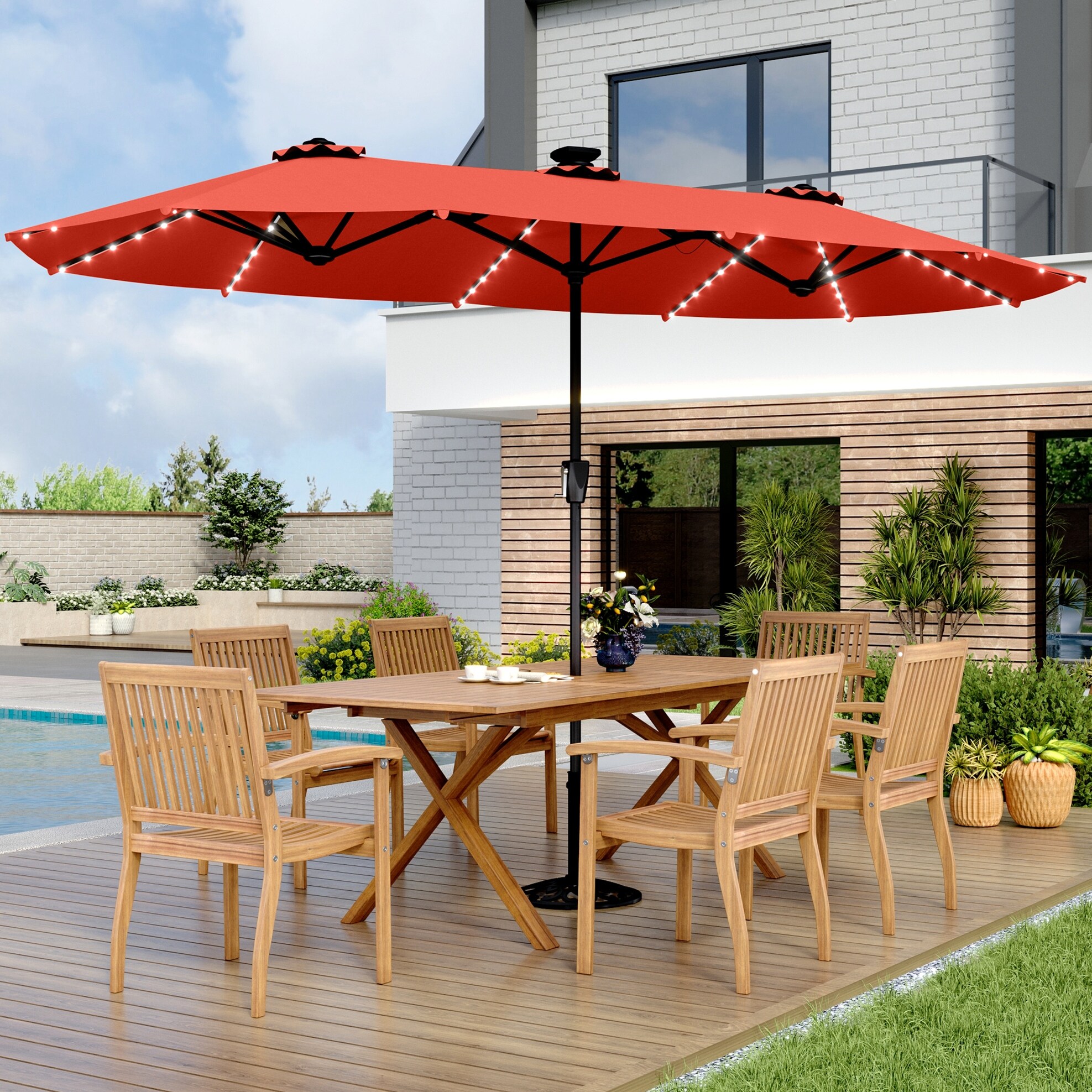 MAISON ARTS 13-Ft Twin Outdoor Market Crank with Double-Sided Design-image