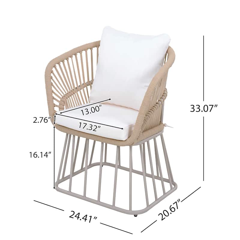Christopher Knight Home - Outdoor Wicker Dining Chair with Steel Frame & Cushion (Set of 1/2/4/6)