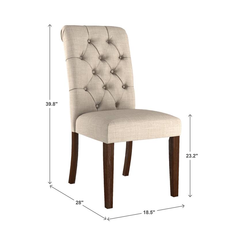 Benchwright Linen Tufted Dining Chair with Brown Finish Legs (Set of 2) by iNSPIRE Q Artisan