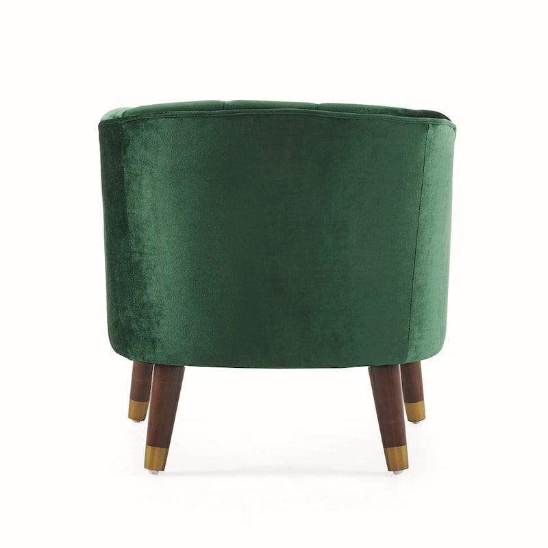 Velvet Barrel Chair With Wooden Legs