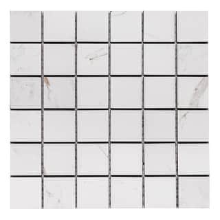 Huntington 2x2 White Matte Porcelain Grid Mosaic Tile - Floor, Wall & Backsplash