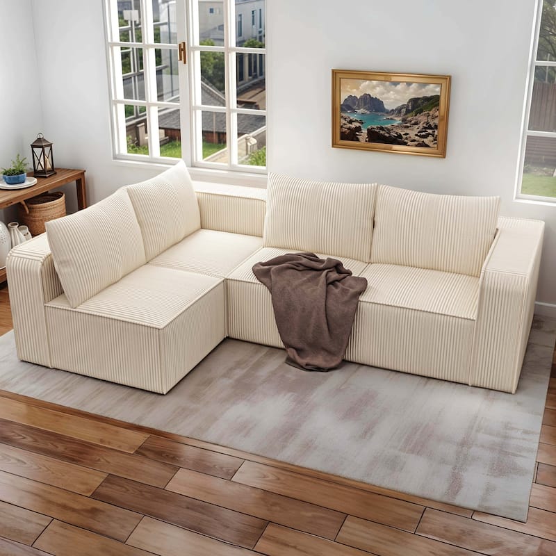 Moasis Multi-seat(3/4/5 seats) Corduroy Sectional Sofa Modular Couch Sofa Upholstered Convertible Modular Sofa