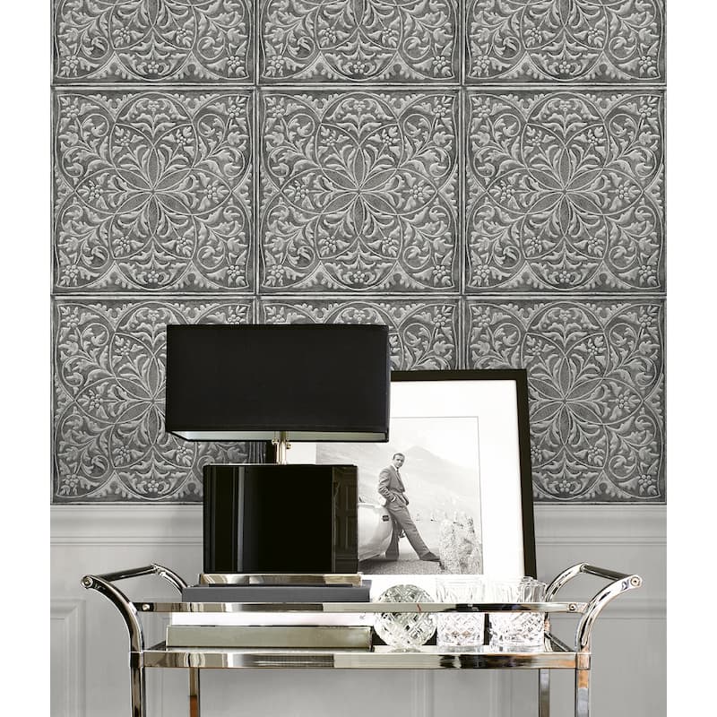 NextWall Faux Embossed Tile Peel and Stick Wallpaper - 20.5 in. W x 18 ft. L