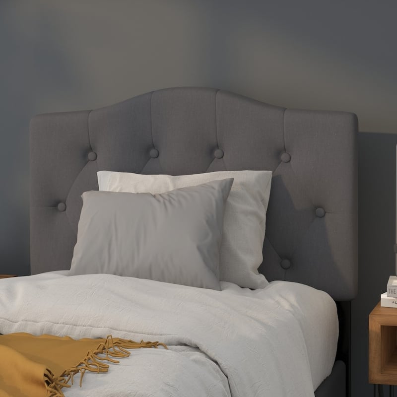 Arched Button Tufted Upholstered Headboard - Dark Gray - Twin