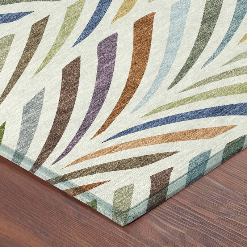 Machine Washable Indoor/ Outdoor Modern Feather Chantille Rug