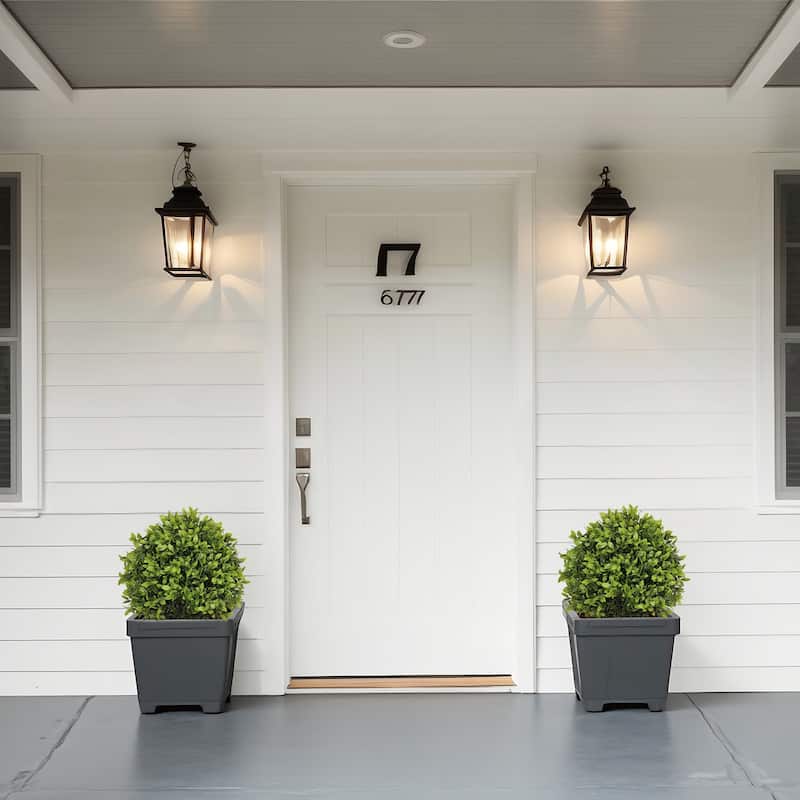 22in Artificial Boxwood Topiary Ball Trees in Pots for Indoor Outdoor Home Garden Decor 2pcs/set
