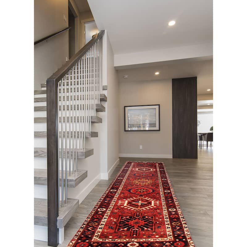 ECARPETGALLERY Hand-knotted Sarabi Dark Red Wool Rug - 2'10 x 10'4