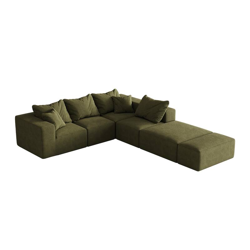 Living Room Modular Couch Chenille Upholstered Sectional Sofa Set