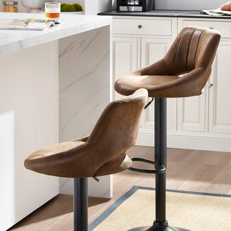 Art Leon Modern Adjustable 360 Swivel Barstool with Retro Faux Leather