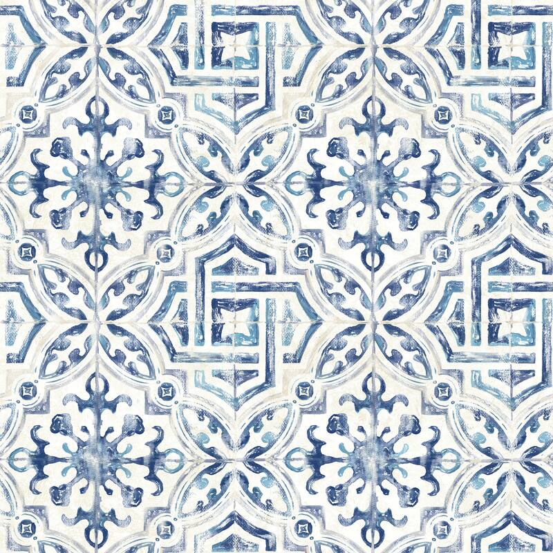 Tiles Eureka Sonoma Charcoal Spanish Tile 33' L X 20.5" W Wallpaper Roll - Navy