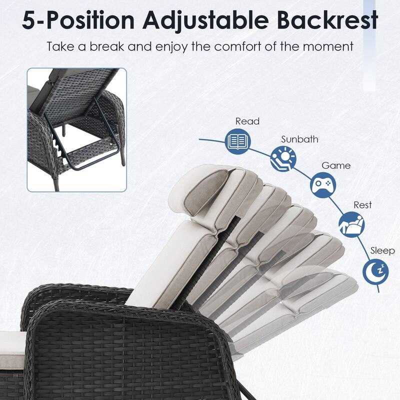 Outdoor Patio Chaise Lounge Chairs with Cushion