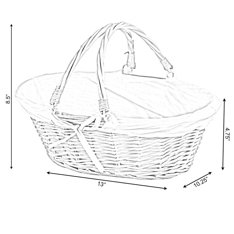 Wicker Willow Picnic Basket with Double Drop-Down Handles - Perfect as Gift basket for all Occasions