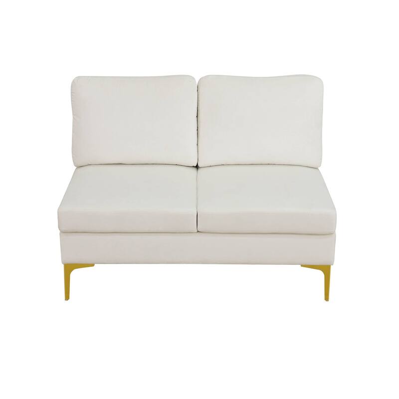 Off-white Fluffy Fabric U-shaped 3-Piece Living Room Sofa set