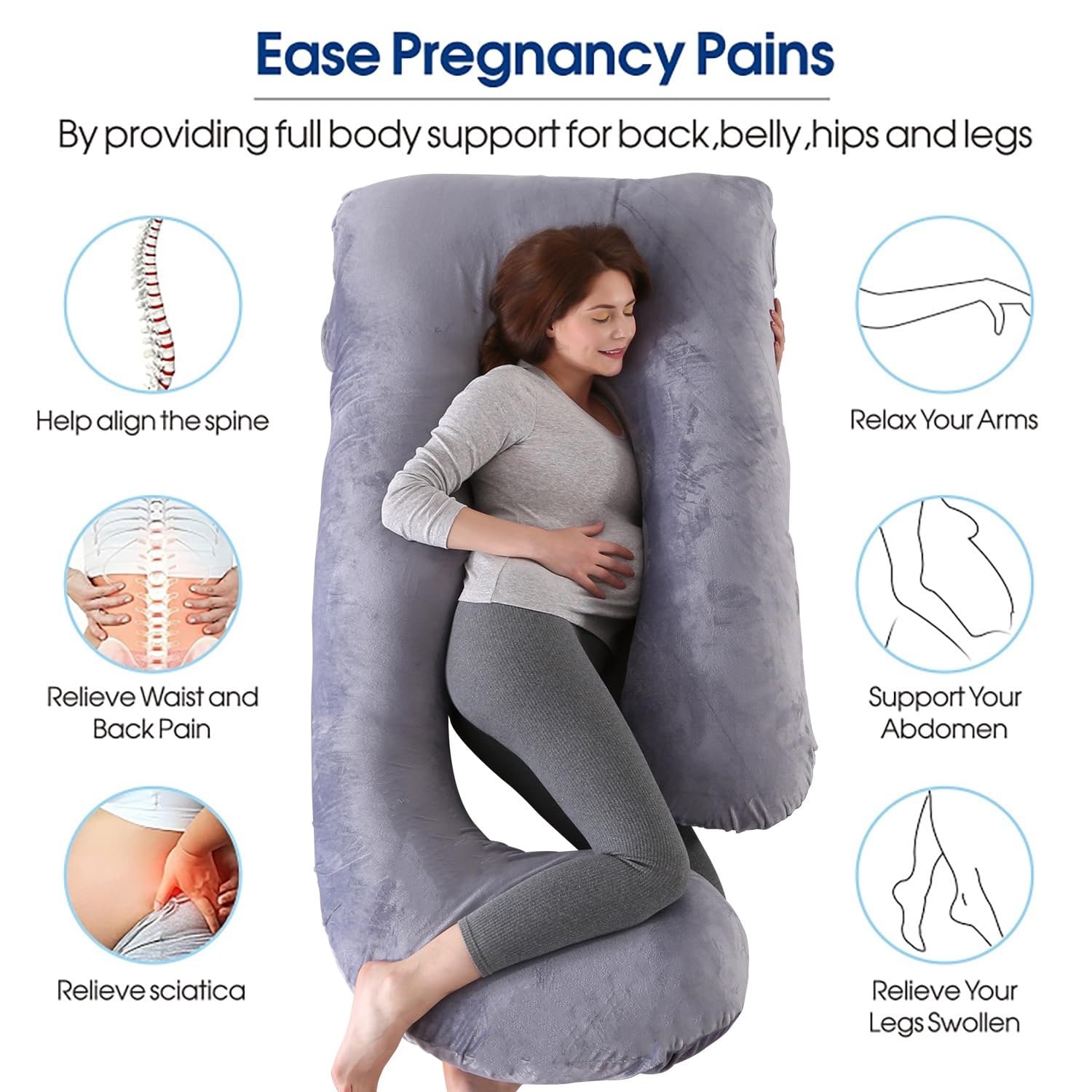 Bearaby Body Pillow - Full Body Pillows For Adults, Pregnancy Pillow - Made From Natural Rubber Foam And Organic Cotton