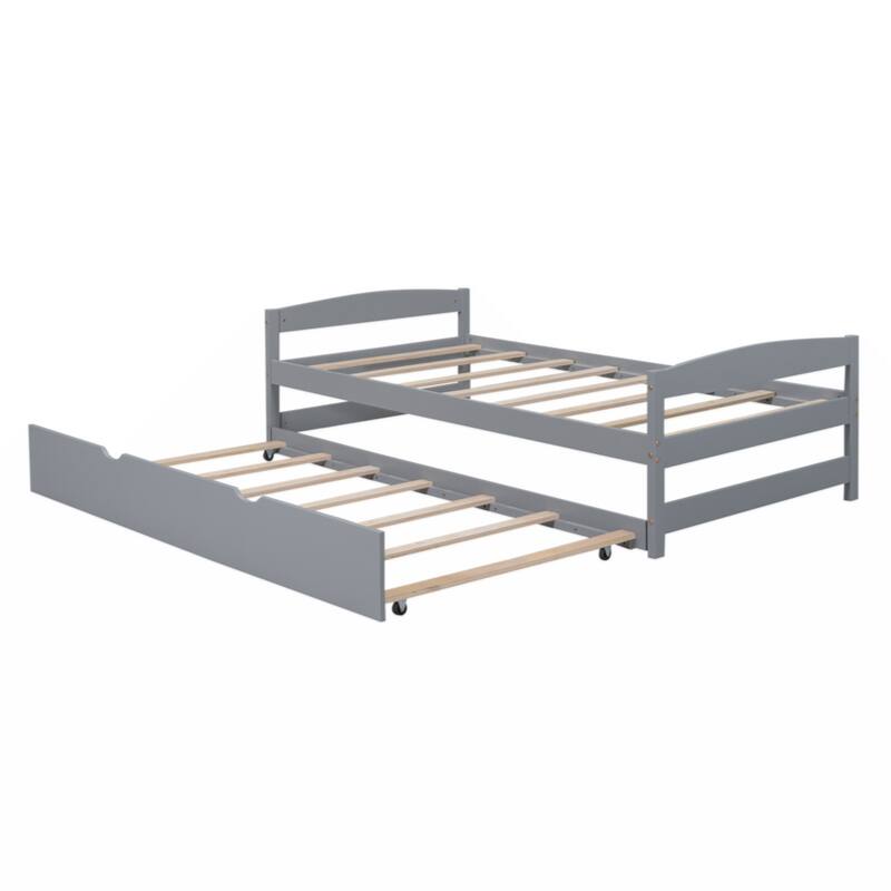 Twin Size Platform Bed with Twin Size Trundle