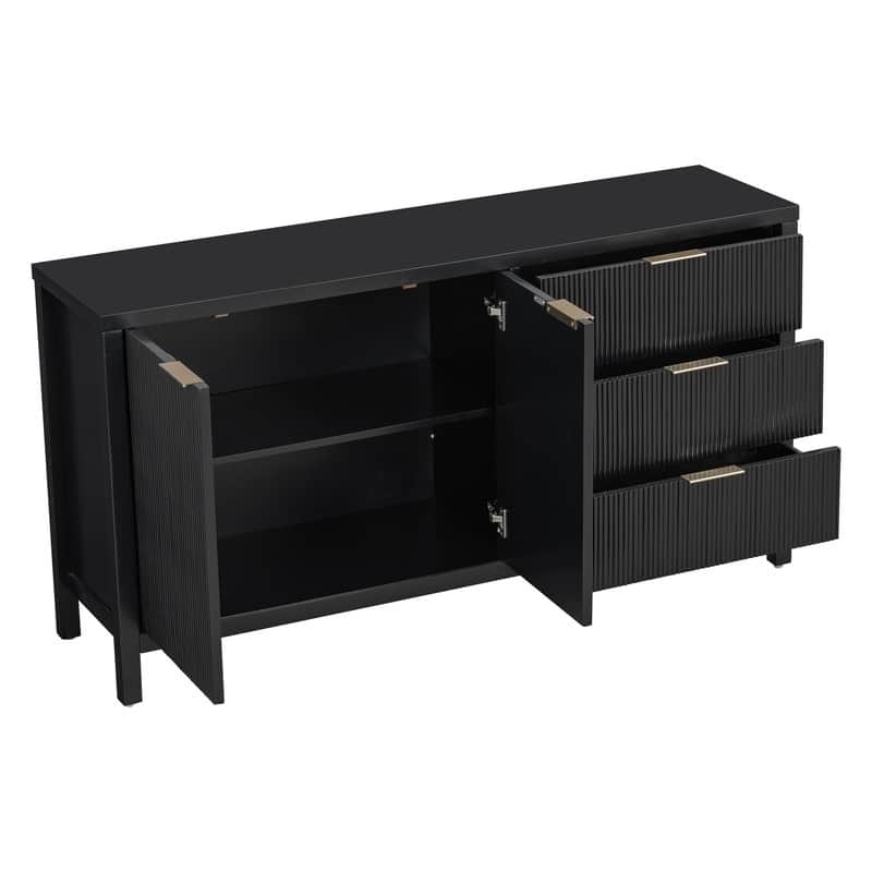 60" Modern 2-Door Sideboard Cabinet with Functional Storage Drawers for Entryway Living Room or Hallway