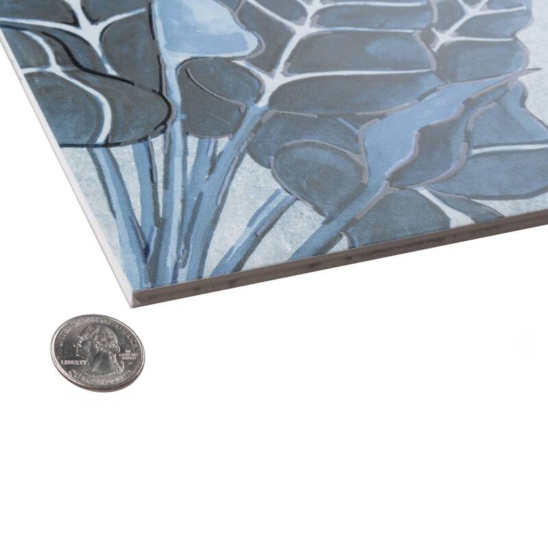 Merola Tile Nusa Botanic Sapphire 9-3/4" x 9-3/4" Porcelain Floor and Wall Tile