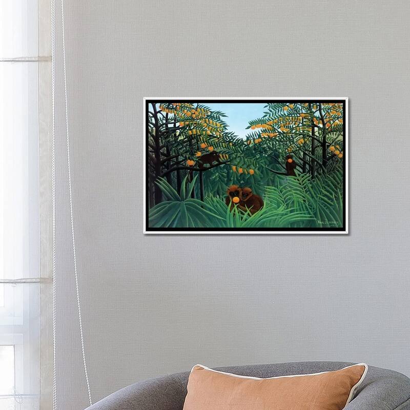 iCanvas "Monkeys In The Jungle, 1910" by Henri Rousseau Framed Canvas Print