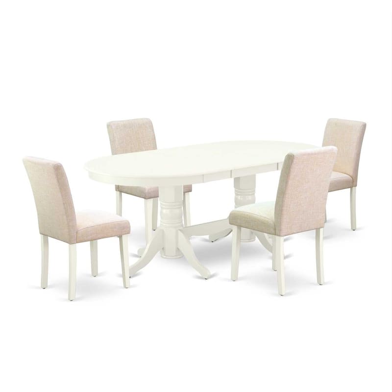 Dining Room Set 5 Piece Oval Table & 4 Beige Chairs - Renaissance Romance