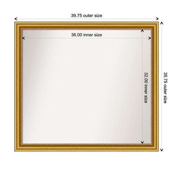 dimension image slide 117 of 139, Townhouse Gold Framed Non-Beveled Custom Wall Mirror, Bathroom Vanity Mirror