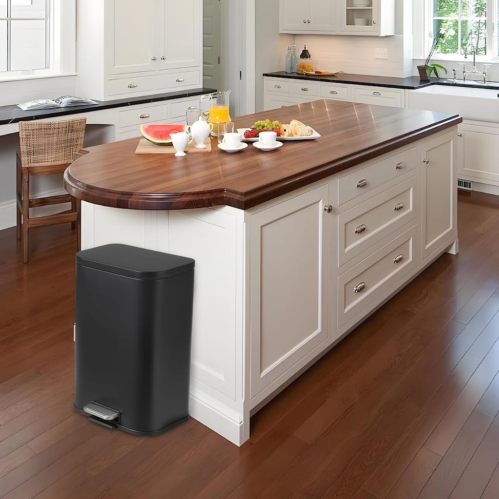 8 Gallon Commercial Stainless Steel Trash Can, Fingerprint-Proof with Soft-Close Lid & Foot Pedal for Home Office Restaurant