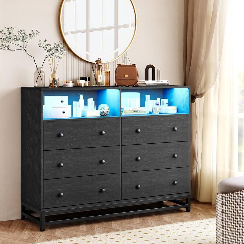 6 Drawer Double Dresser TV Stand, Bedroom Dresser