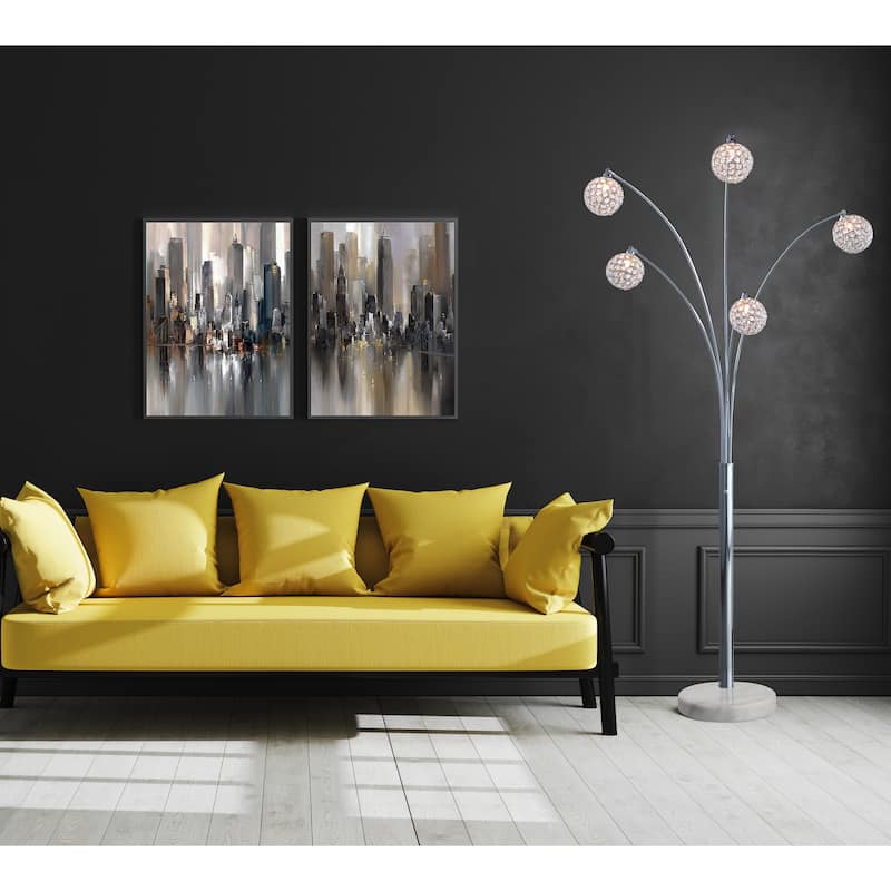 Manhattan 84" Handcrafted Crystal Arched Floor Lamp With Marble Base - 84