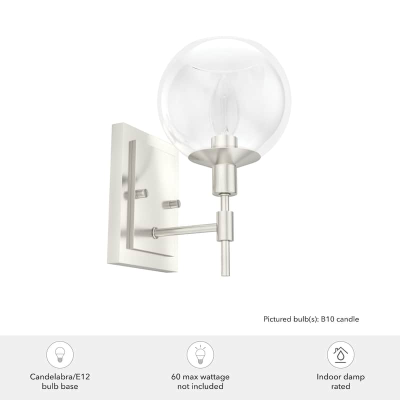 Hunter Xidane 1 Light Wall Sconce - Entry, Hallway, Bedroom, Bathroom - Contemporary, Mid-Century Modern, Glam - Damp Rated!