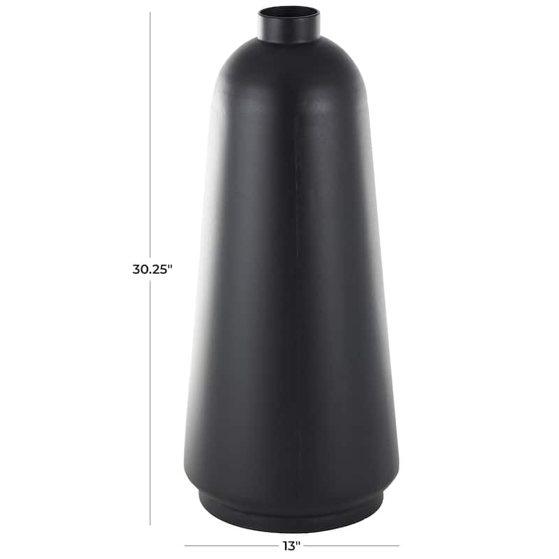 Metal Decorative Vase with Narrow Opening - Black - Roche River Decor