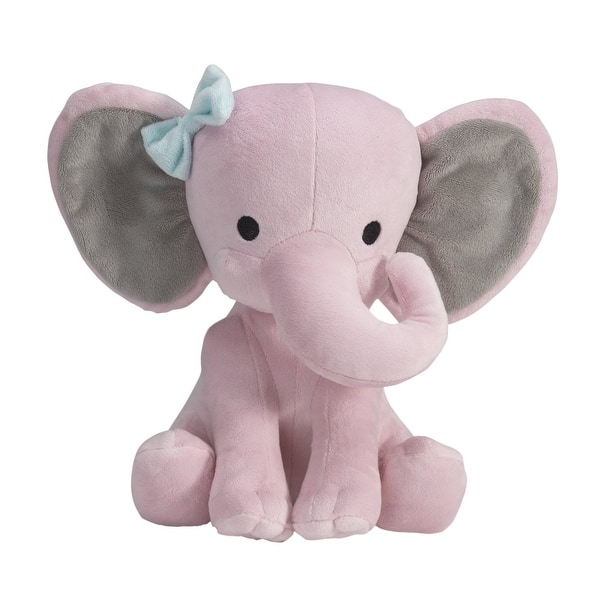 slide 2 of 3, Bedtime Originals Twinkle Toes Pink Plush Elephant Stuffed Animal 10 Inch- Hazel
