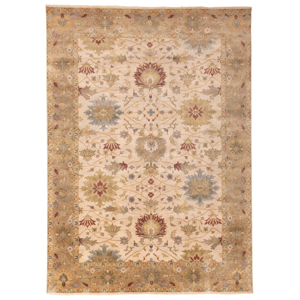 ECARPETGALLERY Hand-knotted Jules Serapi Ivory Wool Rug - 10'2 x 13'10